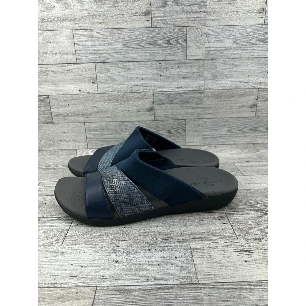 Clarks Cloudsteppers Women's Navy Blue Comfort‎ Slide Sandals Size 8 M